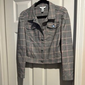 White House Black Market Plaid Blazer - Gray and Pink